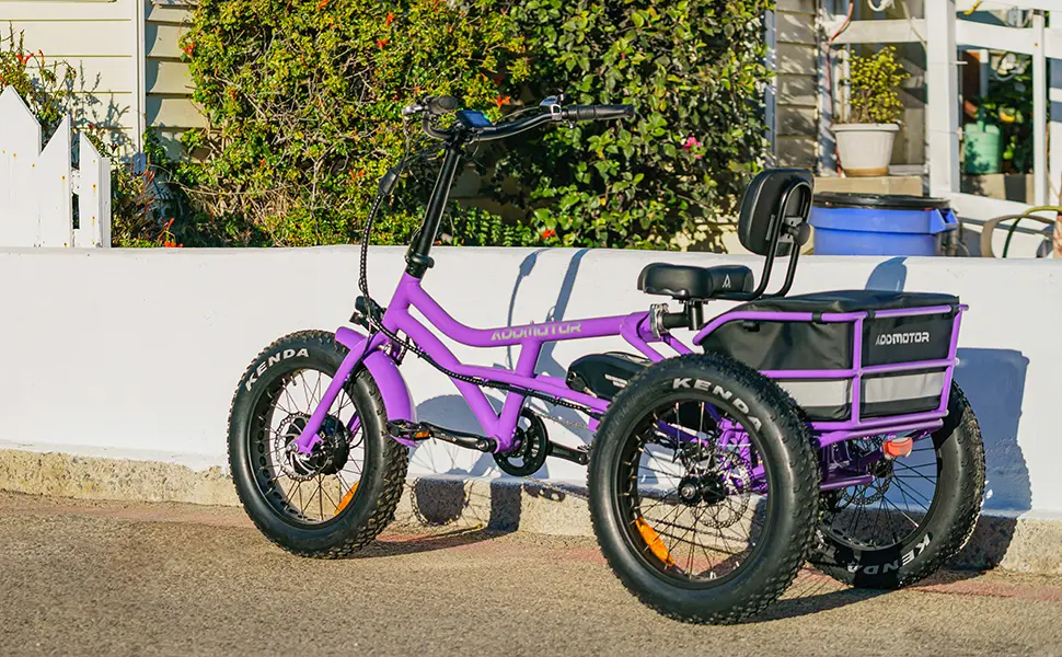 World-first Semi-Recumbent M-360 Electric Trike In Purple