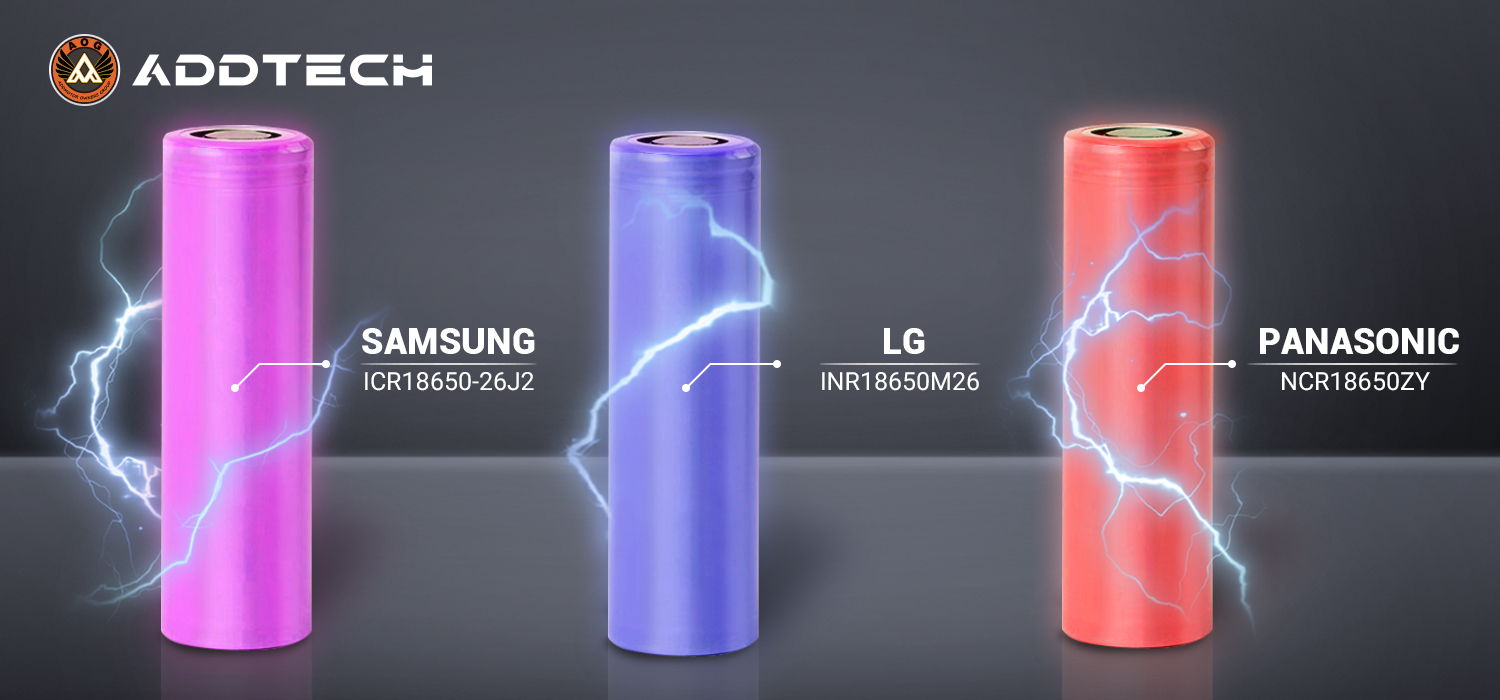 The LG INR18650M26, Samsung ICR18650-26J2, and Panasonic NCR18650ZY 